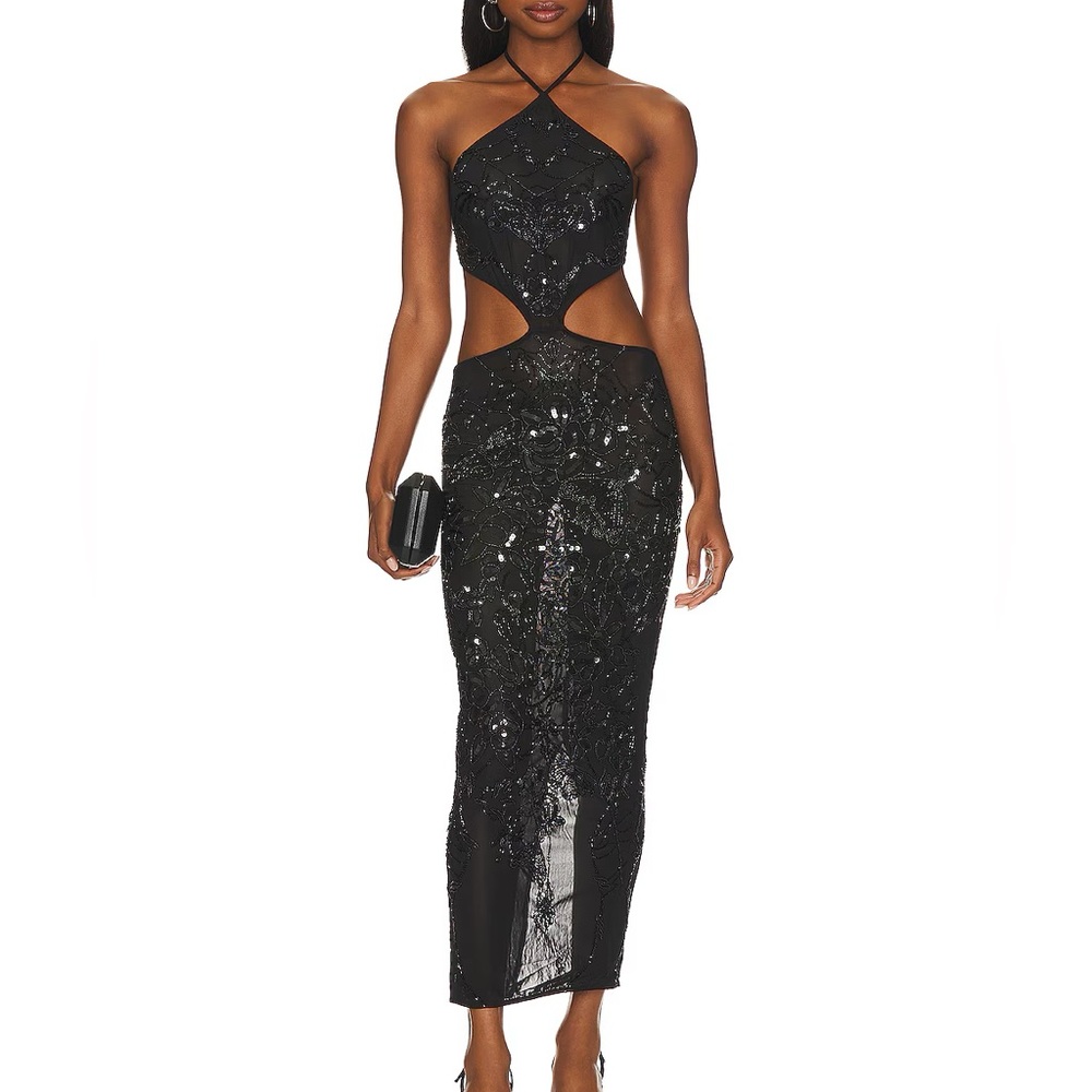 H:ours Revolve Ahinara Embellished Midi Dress